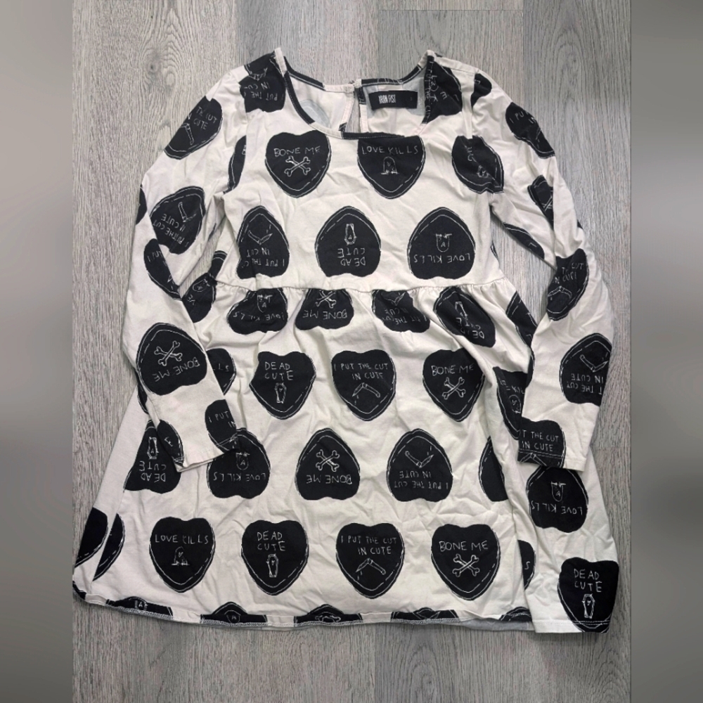 Iron Fist Bitter Sweet Heart Dress Goth Skull Hearts Babydoll Y2K Alt Small